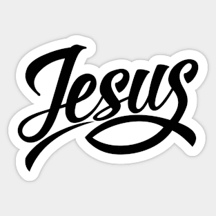 Lettering Jesus with the sign of the fish. Sticker